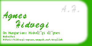 agnes hidvegi business card